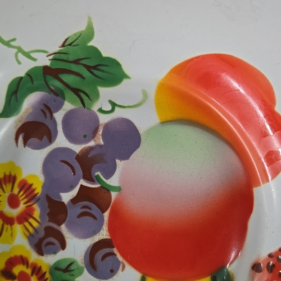 1950s Enamel Fruit Bowl Kitchen Decor Floral 50s Lucky Elephant - Picture 6 of 12